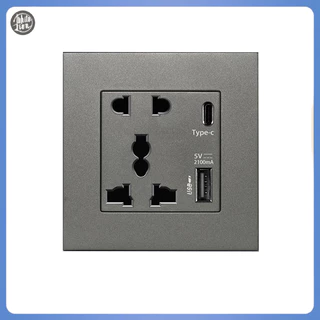Wl| ใหม่ แผงไฟ 2100MA USB 13A UK Type C อินเตอร์เฟซซ็อกเก็ตติดผนัง