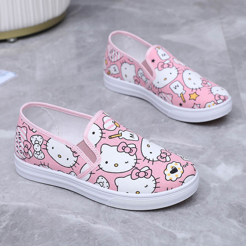 Featured Hot Sale#Graffiti Canvas Shoes Women's Korean-Style Low-Top Cute Comfortable Breathable Cartoon Casual Shoes Women's Slip-on Student Board Shoes Women4.23LNN