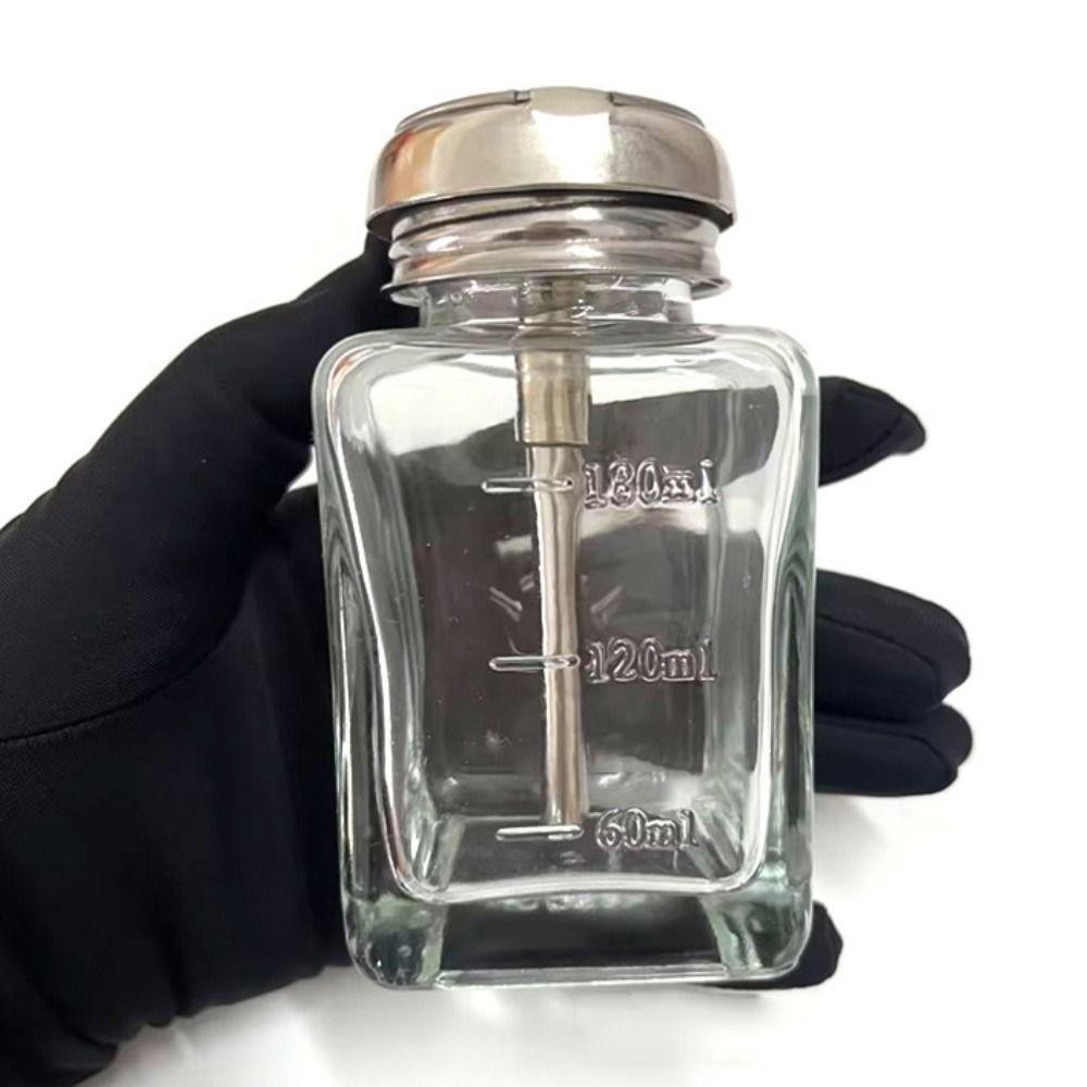Desmond Push Down ปั ๊ ม Dispenser , Clear Square Clear Refillable Bottle , คอนเทนเนอร ์ เครื ่ องสําอางแก ้ ว 180ml/120ml Thicken Liquid ปั ๊ มขวด Facial Toner