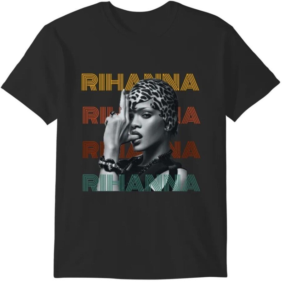 Rihanna Retro เสื้อยืดแขนสั้นเสื้อยืด