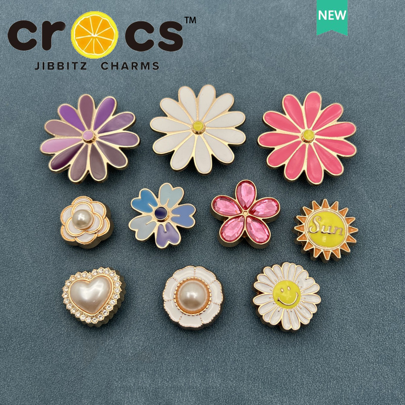 โลหะ jibbitz crocs charms รองเท ้ าหัวเข ็ มขัดคุณภาพสูงดอกไม ้ โลหะดอกทานตะวันน ่ ารักรองเท ้ าอุปกรณ ์ เสริม