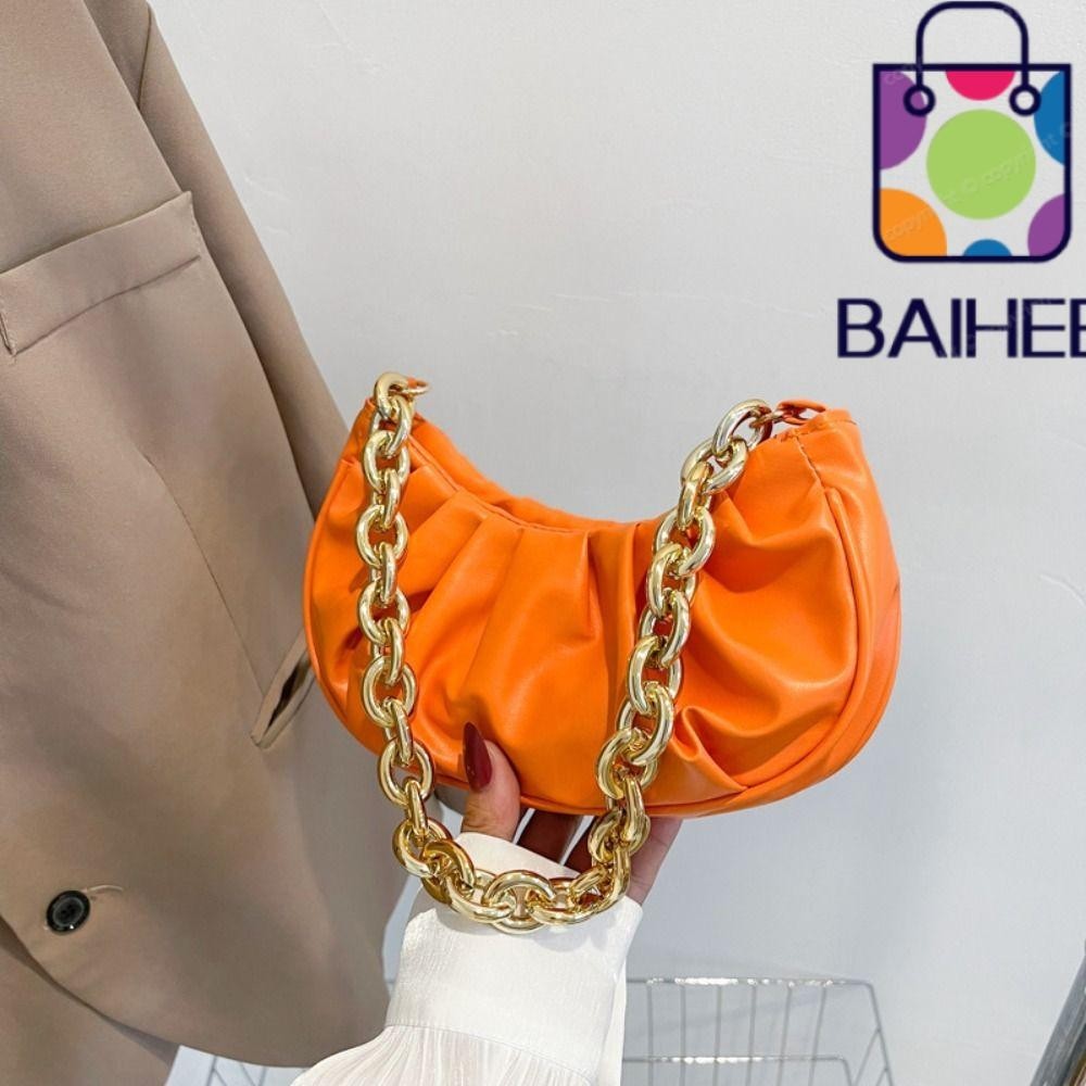 Baihee Texture Handbag, Cloud Fashion Underarm Bag, Pleated Bag Single Shoulder Solid Color Trend Bag