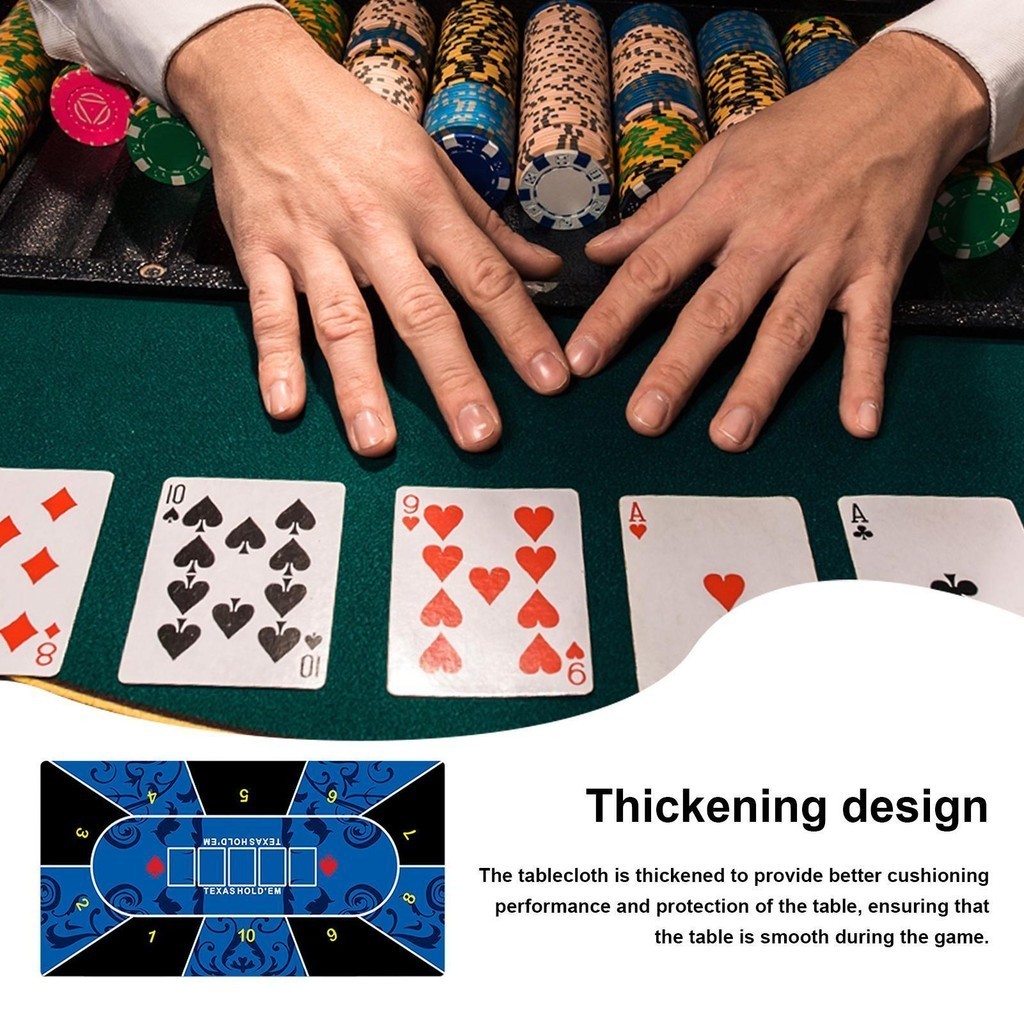 Texas Poker Mat เสื่อเกมยางแบบพกพาพร้อมเค้าโครงโป๊กเกอร์ Holdem โต๊ะ Pad สําหรับห้องเกมกระดาน Home ofarath ofarath