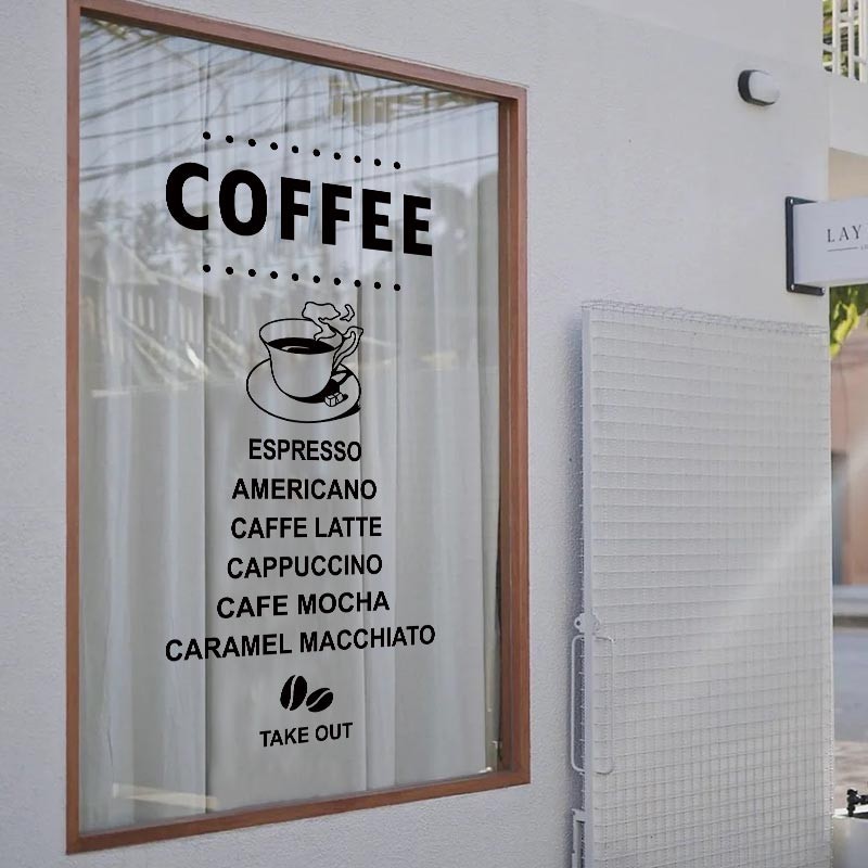 Cafe ภาษาอังกฤษข ้ อความสติ ๊ กเกอร ์ ติดผนังร ้ านอาหารสร ้ างสรรค ์ สติกเกอร ์ ประตูกระจก