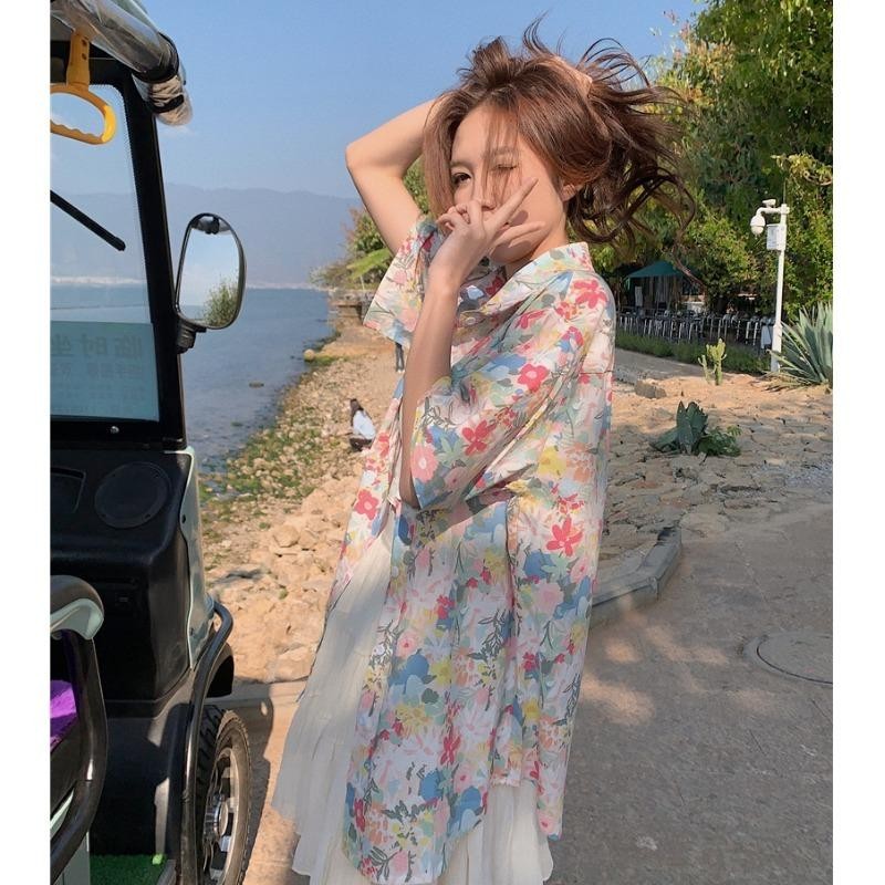 MIMI&DIDI เสื้อเชิ้ตฮาวายแขนสั้นลายดอกไม้ #W367 thumbnail 10