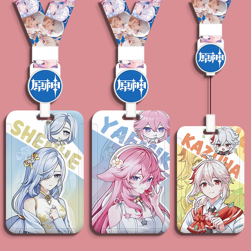 น่ารักอะนิเมะ Genshin Retractable EasyCard Holder Clay Manye Godzi High-มูลค่านักเรียน ID Card Bank บัตรเครดิตเกมสมาชิกการ์ดอาหารการ์ดเปลือกแข็งป้องกันกรณี