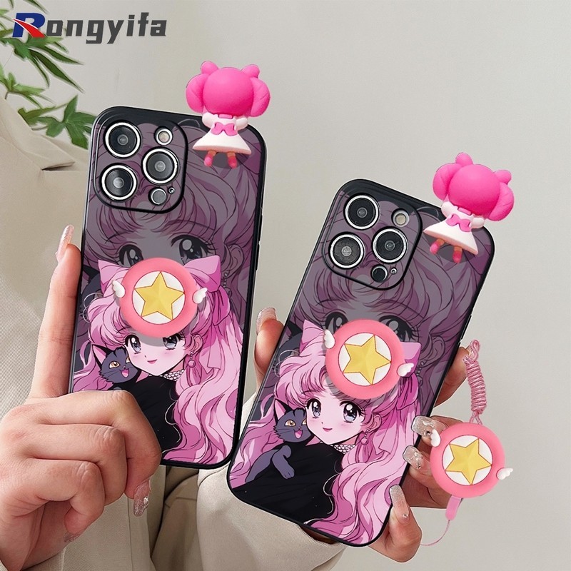 SAMSUNG เซเลอร์มูนเคสโทรศัพท์สําหรับsamsung Galaxy S24 S23 S22 S21 S20 Ultra Pro Plus FE S10 S10E Plus 3Dผู้ถือเชือกเส้นเล็กขาตั้งเชือกShockproofsoftน่ารักการ์ตูนเคสโทรศัพท์ - รูปที่ 7