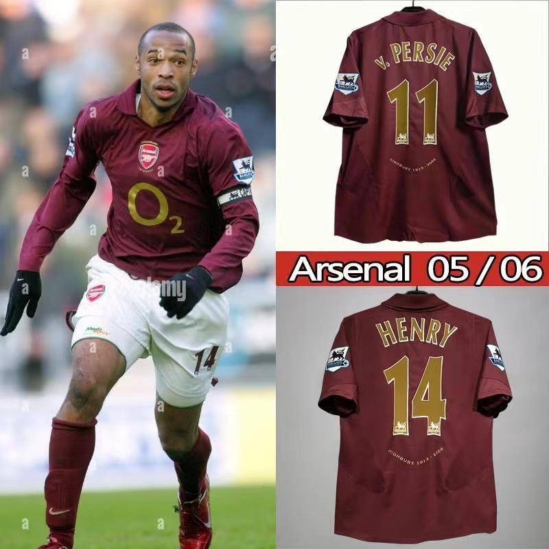 2005-2006 Arsenal Throwingback Home แขนสั้น #14 เฮนรี่เฮนรี่ #11v.เสื้อฟุตบอล PERSIE ชื่อที่กําหนดเอ