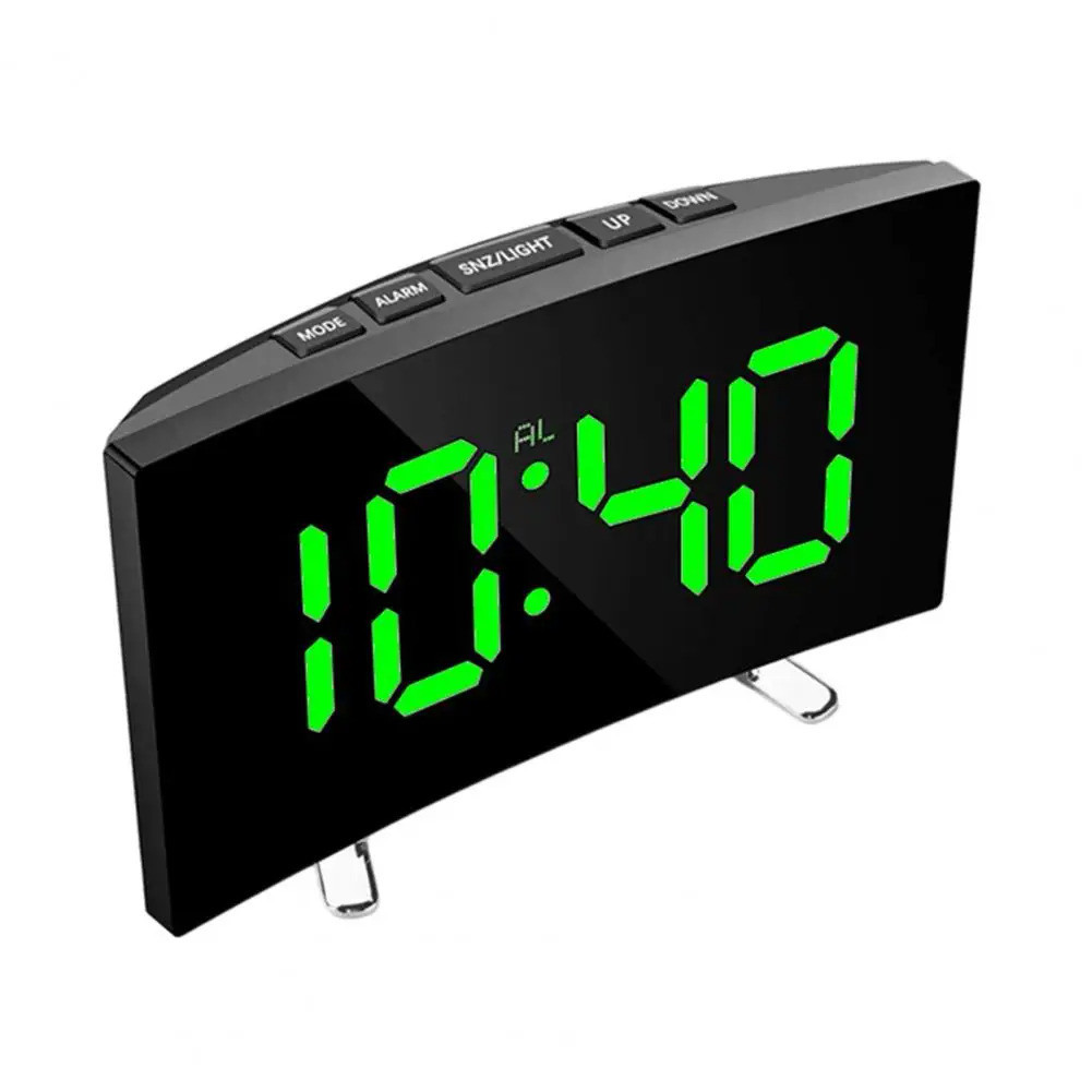 1 Set Electronic Clock LED Curved Screen Digital Alarm Clock Sleek Design 24H Snooze Clock for Home 