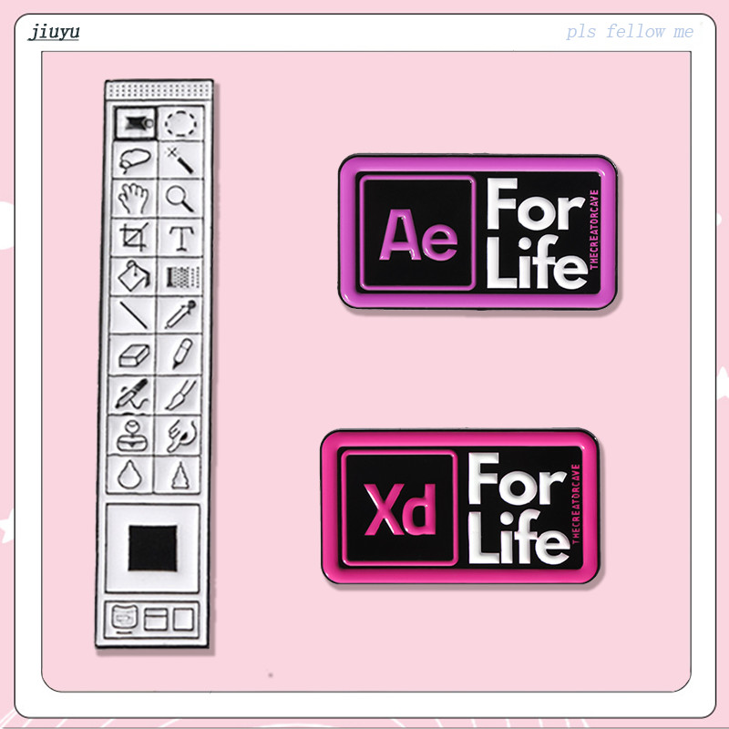 Photoshop Ae Xd เคลือบ Pins เข็มกลัดการ์ตูนป้าย Toolbar PS เข็มกลัด Pin เครื่องประดับของขวัญสําหรับ Designer