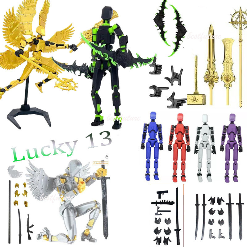 3d Lucky 13 Action Figure Dummy 13 3d พิมพ์ของเล่น Decompressio Multi-Jointed Movable Figures สไตล์ DIY หุ่นยนต์รุ่น