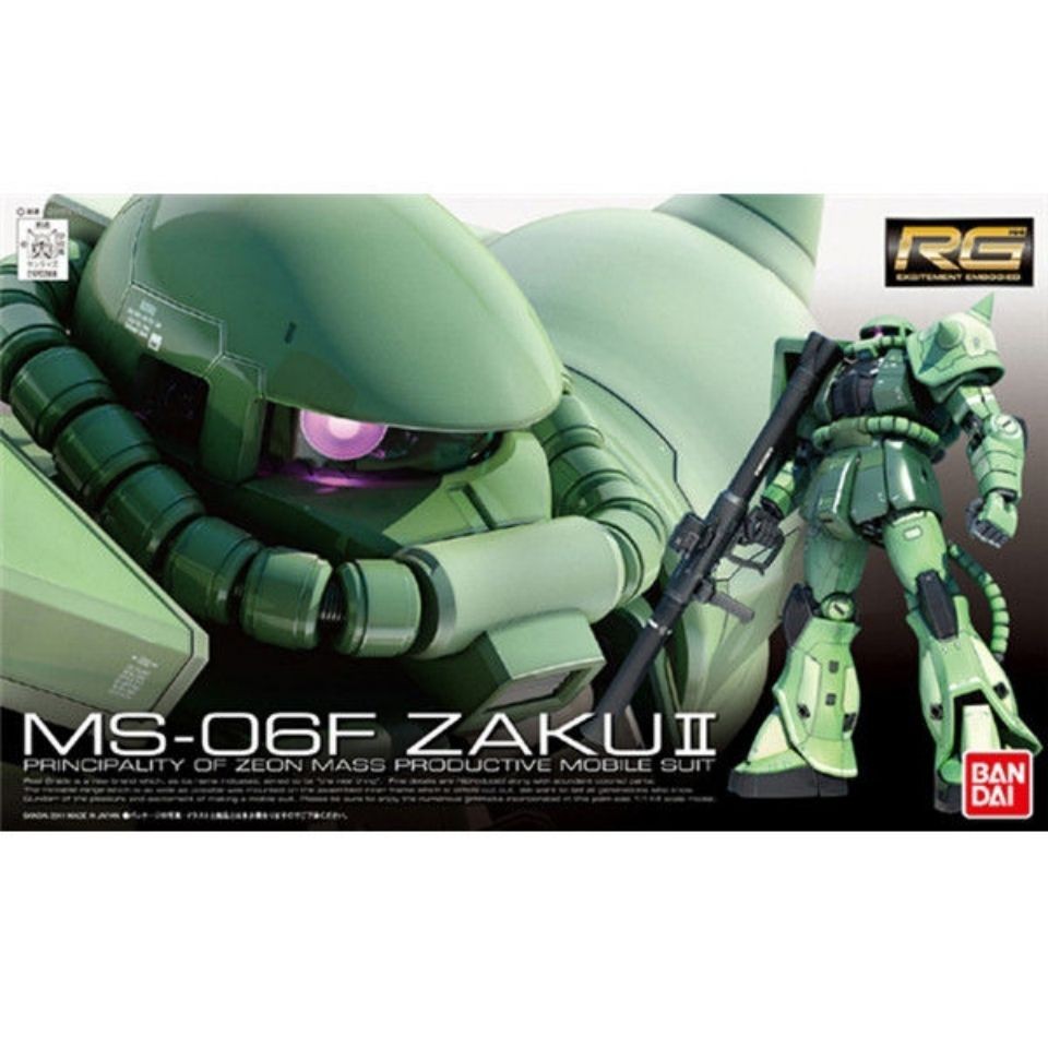 Bandai Gundam Model RG 04 1/144 MS-06F Zaku II Mass Production Type Green Zaku No Bracket