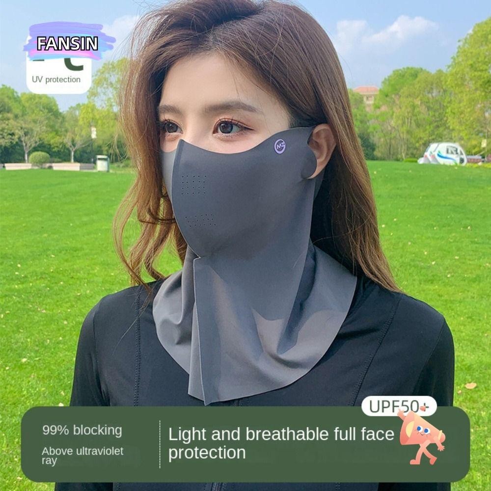 Fansin Ice Silk , Face Shield Thin Breathable Sunscreen , Daily Cover Face Anti-UV Traceless Outdoor Sport
