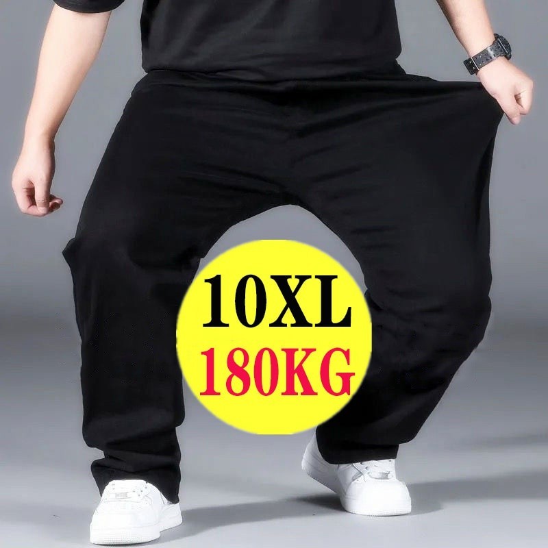 M-10xl สีดํา Oversize กางเกงลําลองผู ้ ชายกางเกงวอร ์ มกางเกงหลวม