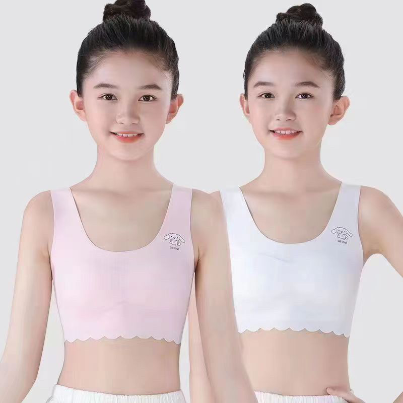 พร้อมส่ง เสื้อในเด็ก เสื้อชั้นในเด็กผู้หญิง ผ้าไหมน้ำแข็ง ไร้รอยต่อ ชุดชั้นในเด็กโต เสริมพัฒนาการ