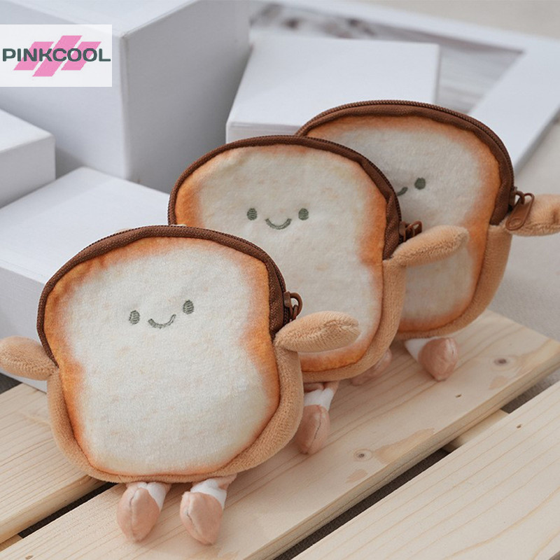 Pinkcool Creative ตลก Toast และขนมปัง Zero กระเป๋าสตางค์ชีสกระเป๋าจี้กระเป๋าสตางค์กระเป๋าการ์ตูนกระเป๋าสตางค์หญิง Walle กระเป๋าจี้อุปกรณ์เสริม HOT