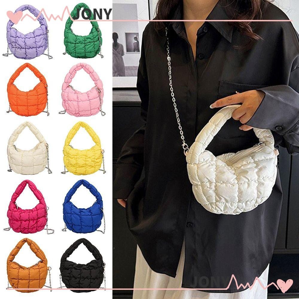 Jy1 Mini Cloud Bag, Handheld Nylon Pleated Bag, Fashion Quilted One Shoulder Down Bag Women