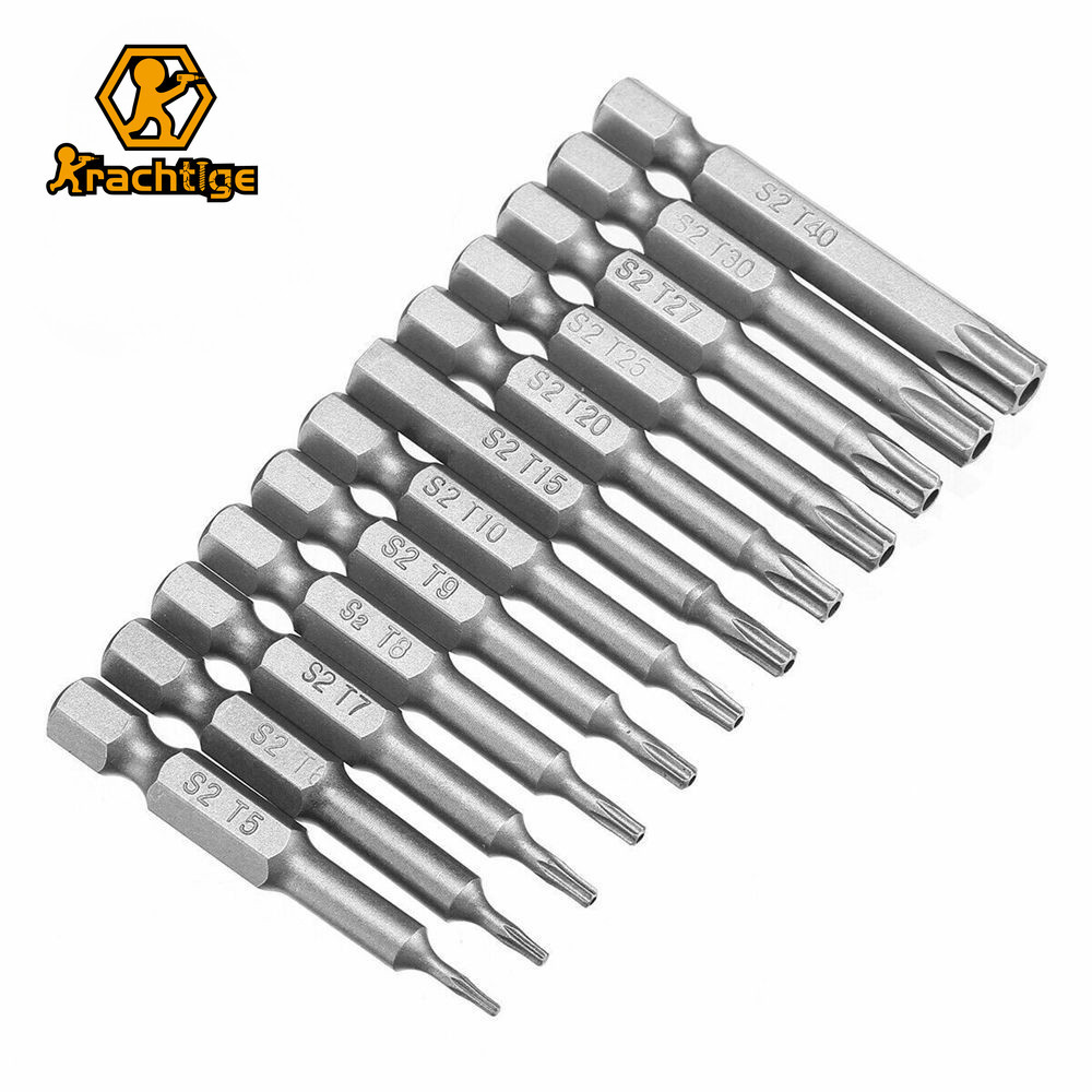 T5 T6 T7 T8 T9 T10 T15 T20 T25 T27 T30 T40 Torx ไขควงชุด Hex Security หัวแม่เหล็ก 1/4 "Hex Shankเจาะ Bits
