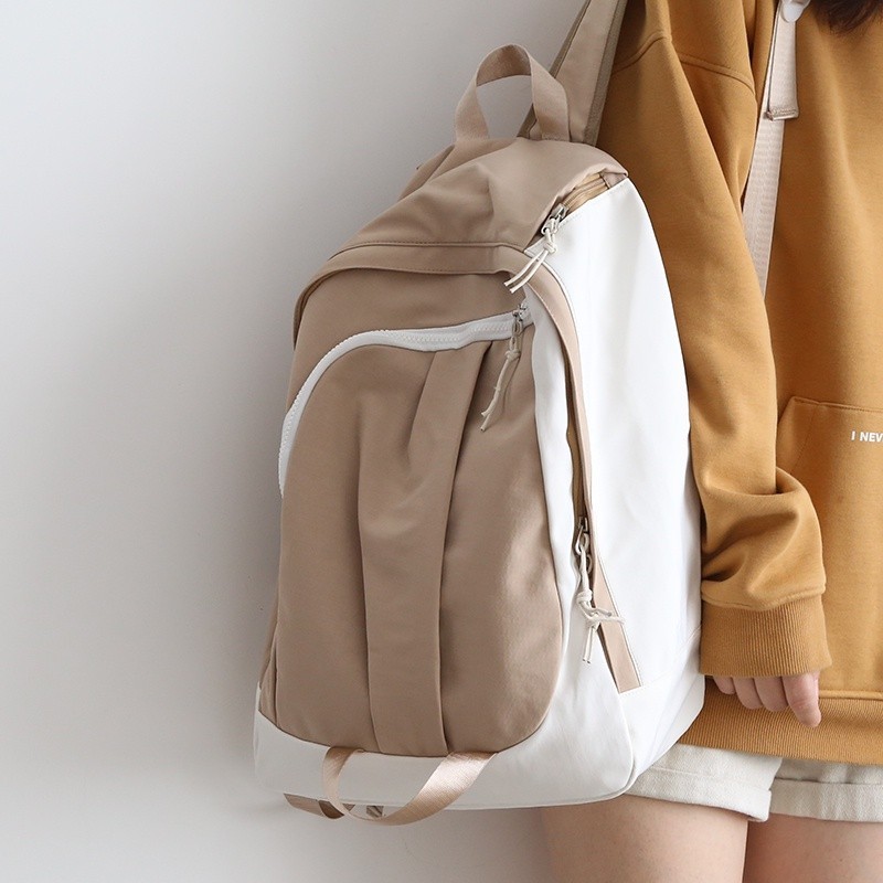【Bfuming】15.6-Inch Laptop Backpack Harajuku Niche Contrast Fashion Backpack High Quality Large Capacity College School B