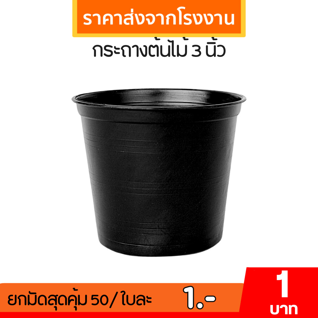 กระถาง กระถางต้นไม้ จานรองกระถางต้นไม้ 3 นิ้ว สีดำ ยกมัด 50 100 ใบ