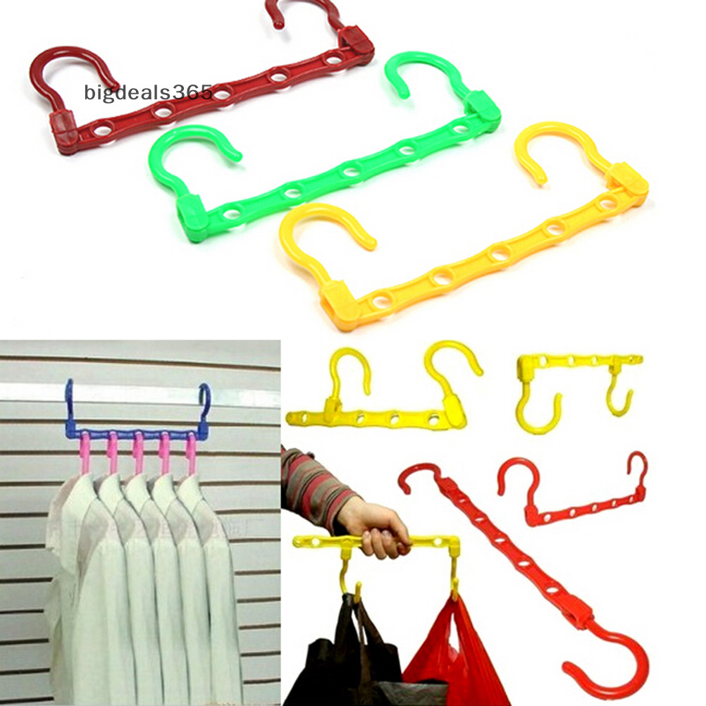 [bigdeals365 ] 1x Space Saver Hangers Closet Organizing Clothes Hanger Holder Randoom Color New Stock