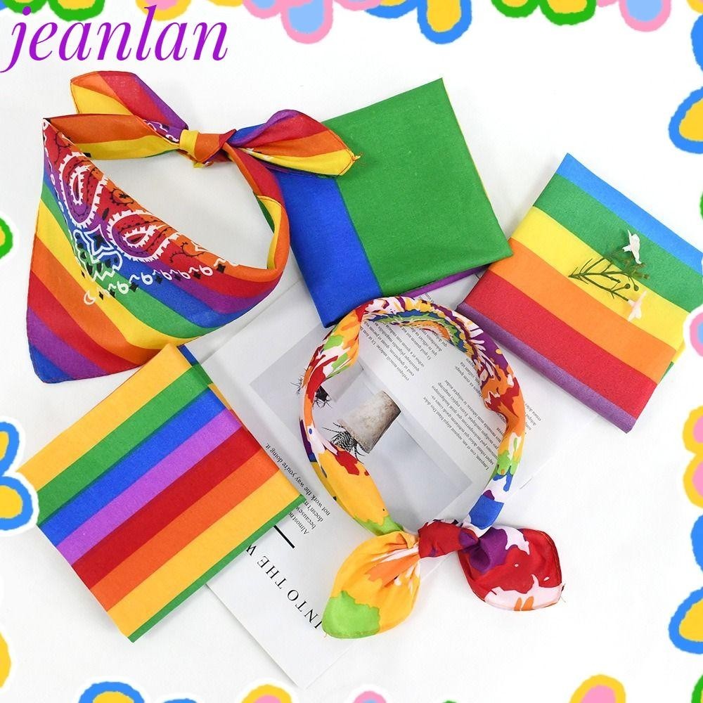 Jeanlan Pocket Square Scarf , Pride Festival Rainbow Headbands , Hot Colorful Bandana เลสเบี ้ ยน