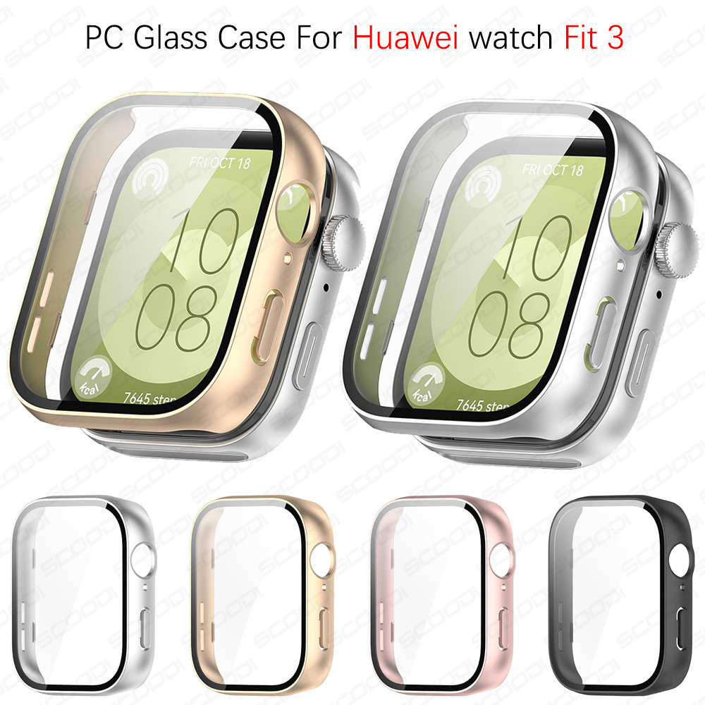 เคสกันรอยหน้าจอกระจก PC แบบแข็งสำหรับ Huawei Watch Fit 3 Smart Watch แบบด้าน