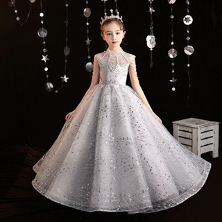 ชุดเด็ก โฮสต์น้อยชุดราตรีสาวเจ้าหญิงชุดการแสดงสไตล์ตะวันตกผ้…