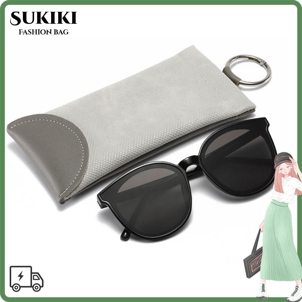 Sukiki กระเป๋าเก็บแว่นตา แว่นกันแดด หนัง PU ปิดอัตโนมัติ อุปกรณ์เสริมแว่นตา ป้องกันน้ํา ลายงู