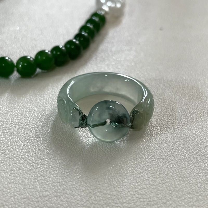 หยกโดนัทแหวนสําหรับผู ้ หญิงแฟชั ่ นจีนเลียนแบบหยกเครื ่ องประดับ 2024 แหวนใหม ่ - รูปที่ 7