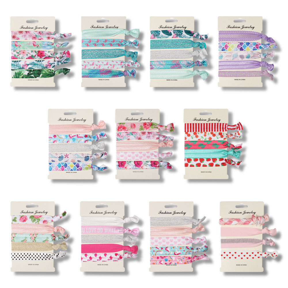 Tropical Rainforest เชือกผม Flamingo Unicorn Pattern Knot Elastic Headband Korean Edition Headrope
