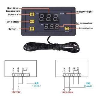 W3230 5V/12V/24VDC 220VAC เครื่องควบคุมอุณหภูมิ Digital Temperature Controller Thermostat Switch Probe (-50°C-120°C)