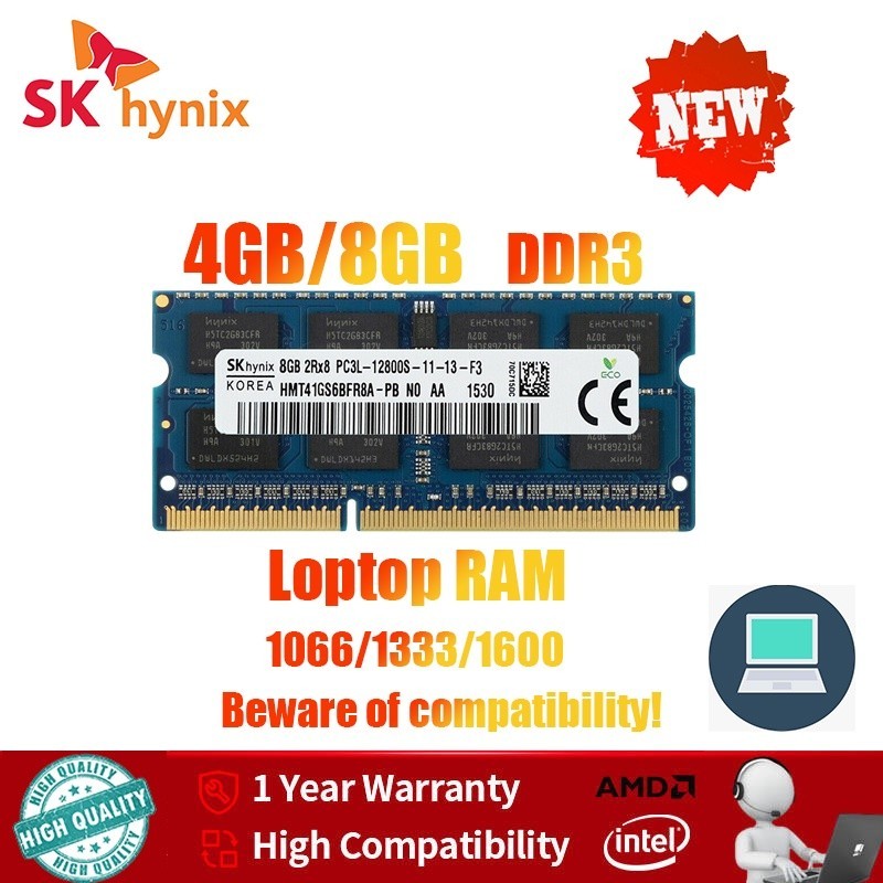 【Fast Shipping】SK hynix 4GB/8GB DDR3/DDR3L Notebook Memory RAM  SODIMM 1066/1333/1600MHz 204Pin 1.35V/1.5V RAM PC3-8500