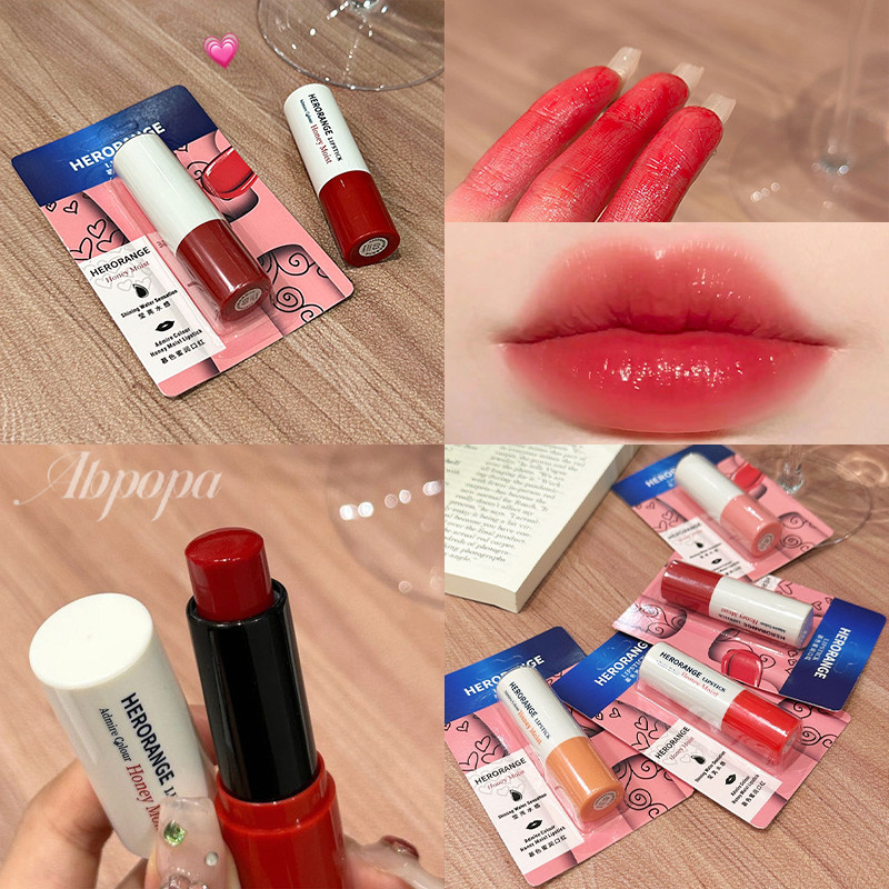 Abpopa Herorange Honey Moisturizing Lipstick Smooth Soft Nourishing Exfoliate 4 สี