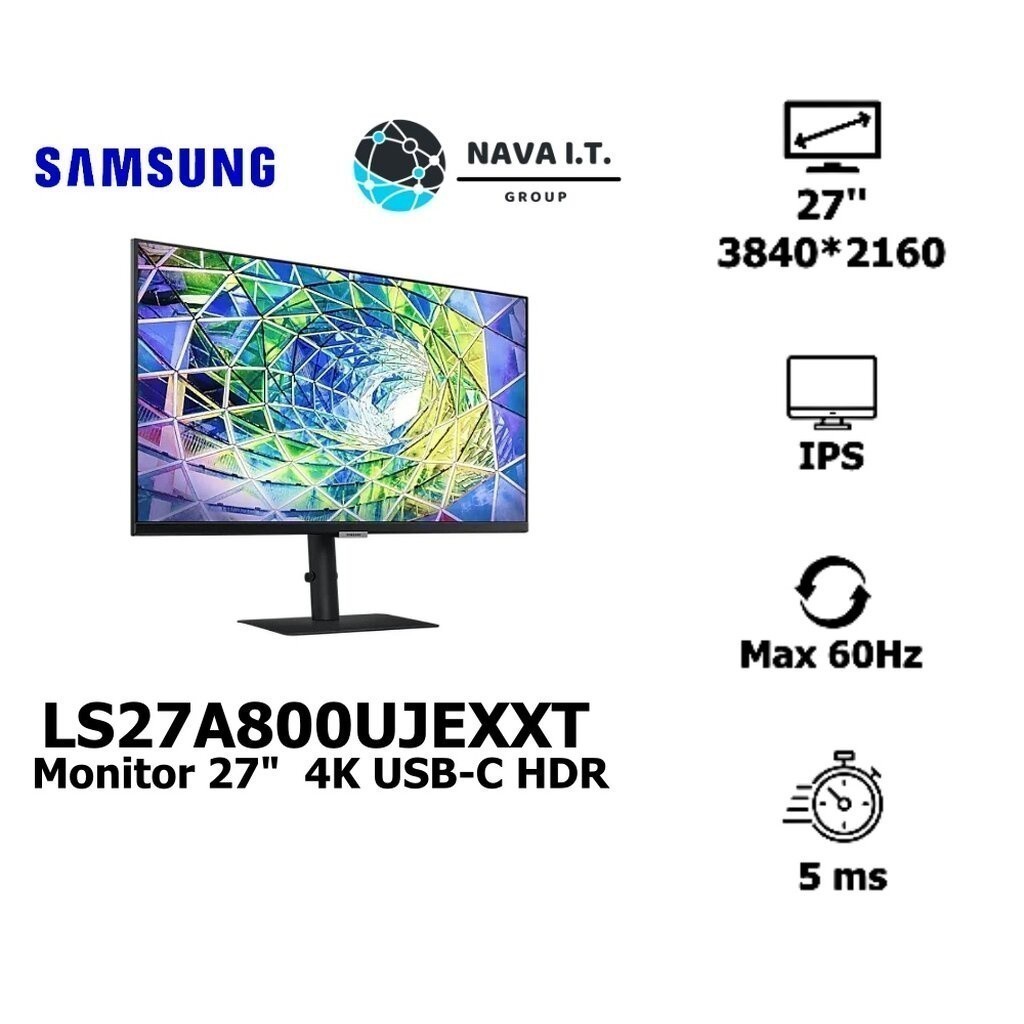 ⚡️กรุงเทพฯด่วน1ชั่วโมง⚡️ SAMSUNG จอมอนิเตอร์ LS27A800UJEXXT MONITOR 27" IPS 4K USB-C HDR รับประกัน 3ปี