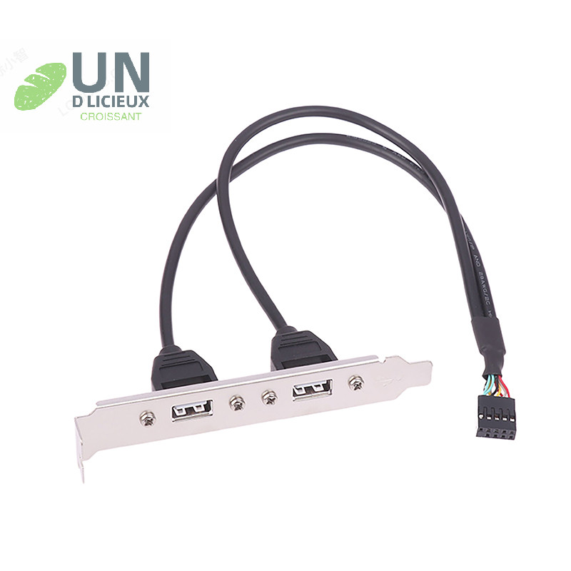 ดี 30 ซม.สีดํา 2 พอร์ต USB 2.0 เมนบอร์ดแผงด้านหลังขยายไปยัง IDC 9 พินเมนบอร์ดสาย USB อะแดปเตอร์โฮสต์ได้ดี