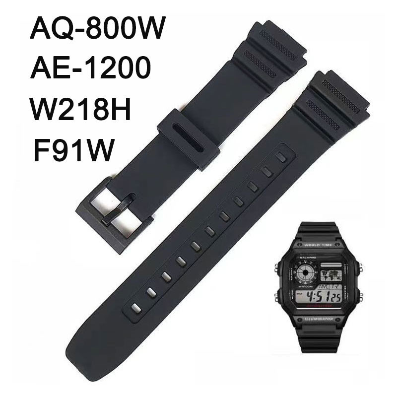 1824 มม.สายนาฬิกายางสําหรับ Casio นาฬิกาดิจิตอล G-shock AE-1200 AE-1300 AE-1100w W-218H F-91W F-84 W-800H ซิลิโคนสายนาฬิกาผู้ชายผู้หญิงสร้อยข้อมือกีฬา Wristbelt
