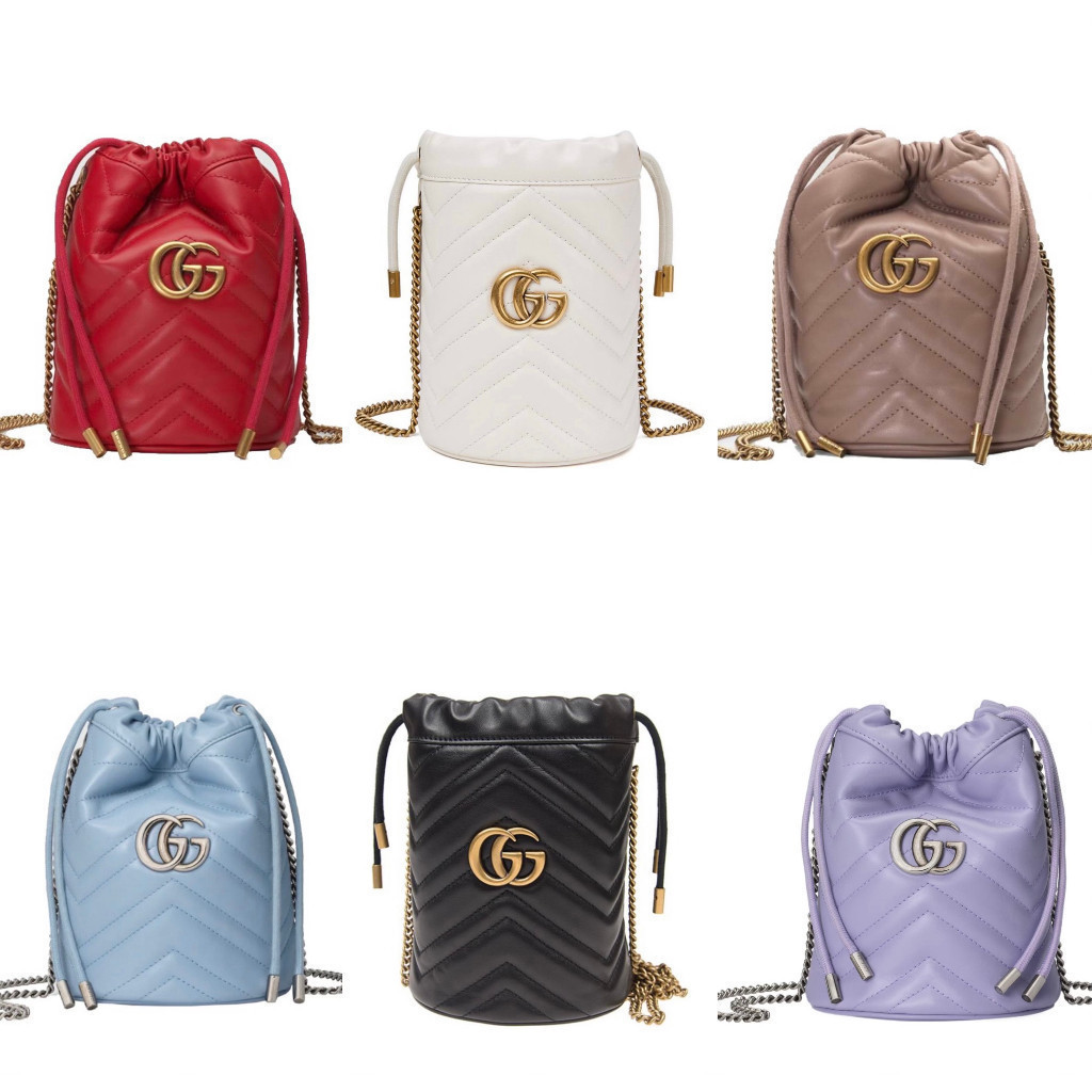 Gucci Armont Quilt Bag Crossover Bucket แท ้ Kdxy LV กระเป ๋ า Chanel YSL Fendi Hermes CELINE mcm BV Prada miumiu burberry
