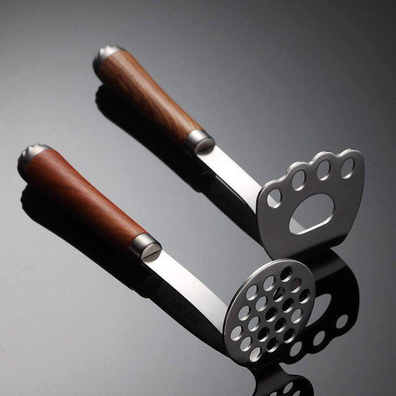 Oukeai 304 สแตนเลสบดมันฝรั ่ งกดการ ์ ตูนรูปร ่ าง Rosewood จับมันฝรั ่ งกดเครื ่ องมือห ้ องครัวในครัวเรือน