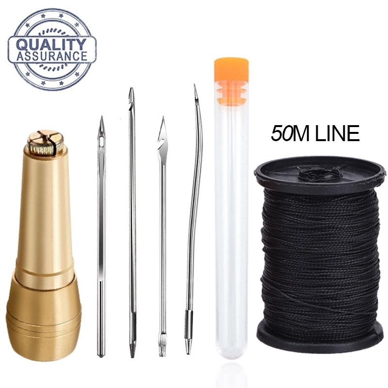 [ใหม่]ชุดเย็บผ้าหนัง Diy เย็บหนัง Awl เข็มทองแดงจับด้ายไนลอนรองเท้าซ่อมเครื่องมือ