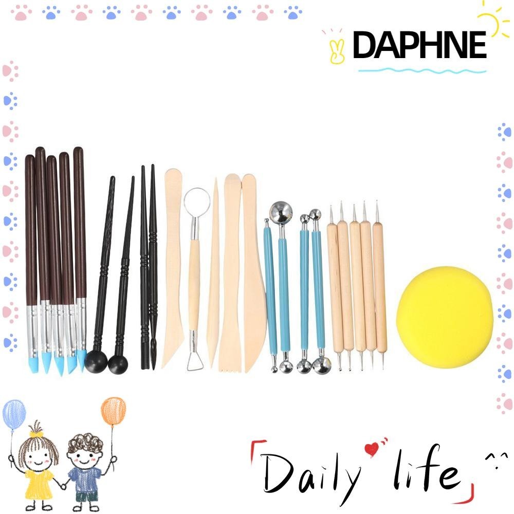 Daphne Polymer Clay Tools, ไม ้ , สีน ้ ําเงิน , สีน ้ ําตาล , สีเหลือง , สีดําหัวโลหะ , ไม ้ handle, และพลาสติก Sculpting Kit, Air Dry Clay ชุดเครื ่ องมือ Handmade หัตถกรรมคนรัก