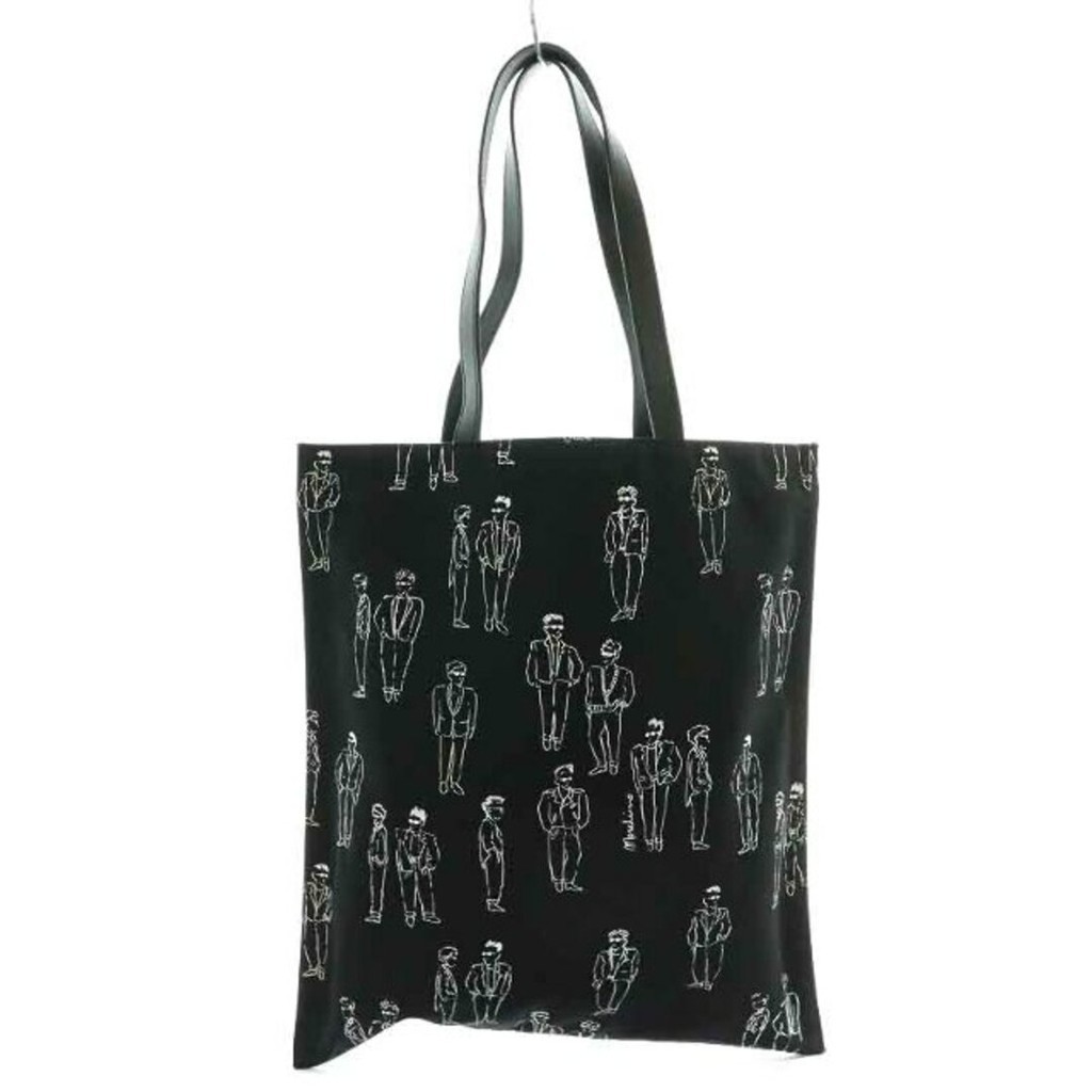 Moschino tote bag nylon leather total pattern print person black black white Direct from Japan Secondhand