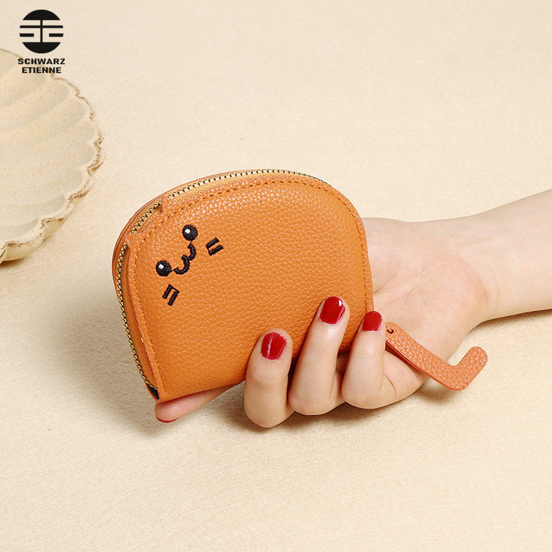 Schwarz ETIENNE กระเป ๋ าใส ่ เหรียญสุภาพสตรีแมวน ่ ารักหลายการ ์ ดแพ ็ คเกจการ ์ ตูนขั ้ นสูง