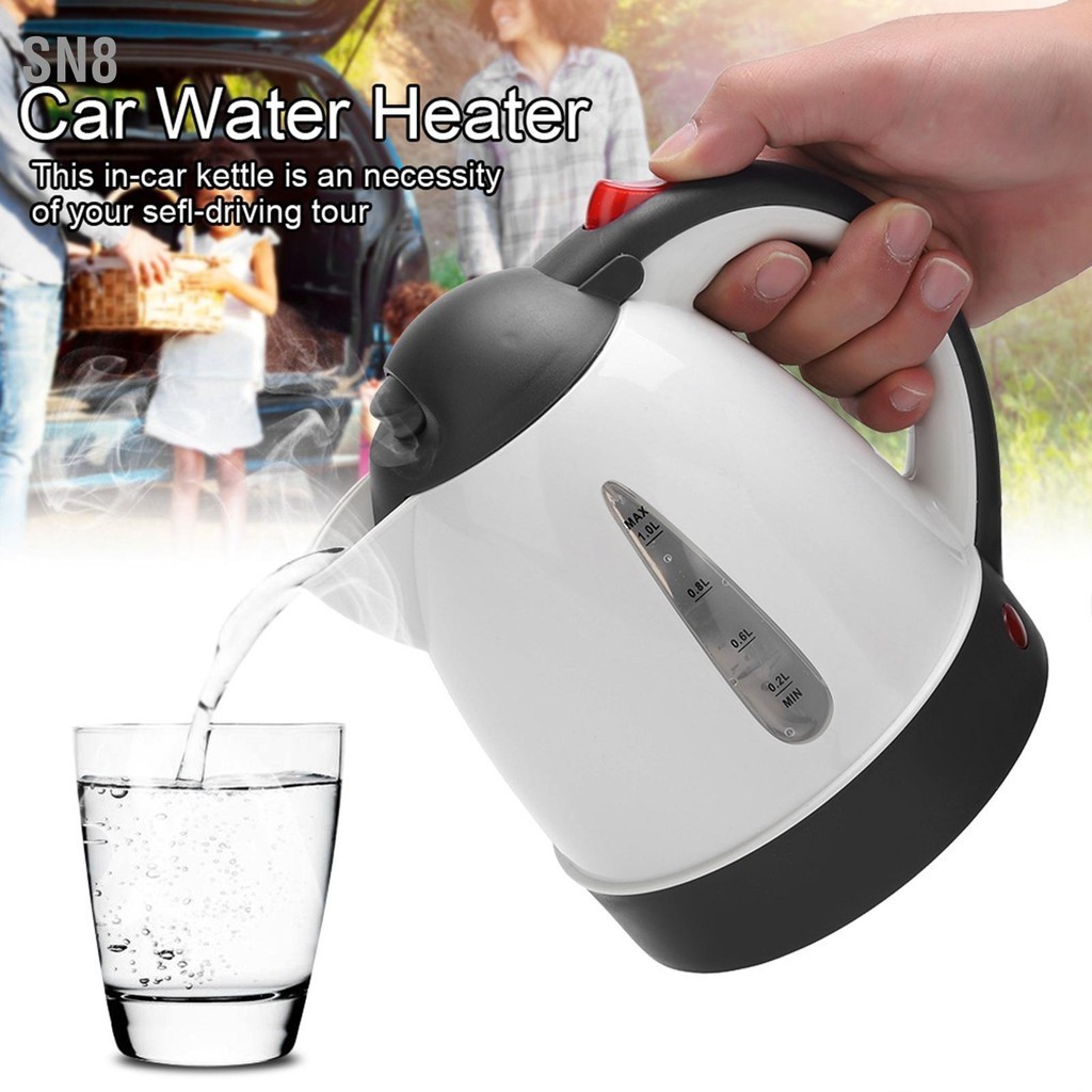 SN8 แบบพกพา 1000ml 12V รถท่องเที่ยวรถบรรทุกกาต้มน้ำเครื่องทำน้ำอุ่นขวดสำหรับชากาแฟ