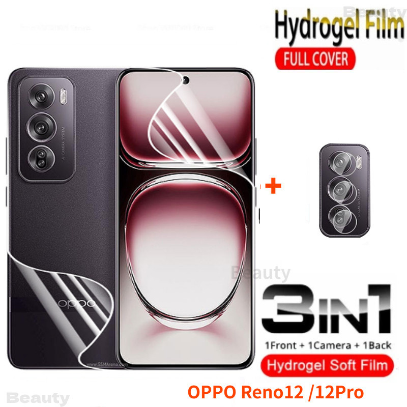 ด้านหน้าด้านหลังฟิล์มไฮโดรเจลสําหรับoppo Reno 12 5Gป้องกันหน้าจอสําหรับOppo Reno 12 Proแก้วสําหรับOppo Reno12 12Proแก้วล้างดูคลุมทั้งหมดเลนส์กล้องปกป้องฟิล์มไฮดรอลิกนุ่ม