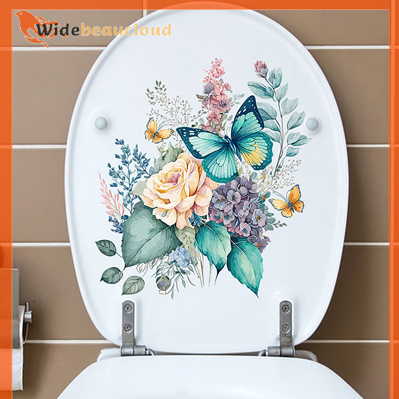 Widebeaucloud ผีเสื้อดอกไม้สติกเกอร์ที่นั่งชักโครก Self-Adhesive ฝาชักโครก Diy สติกเกอร์แบบถอดได้สําหรับห้องน้ําเครื่องประดับตกแต่งบ้าน Nice