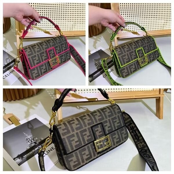 Fendi กระเป๋าสะพายสไตล์เกาหลีกระเป๋าสะพายผู้ชายและผู้หญิงกระเป๋าโท้ทกระเป๋าถือผู้หญิงระดับไฮเอนด์หรู