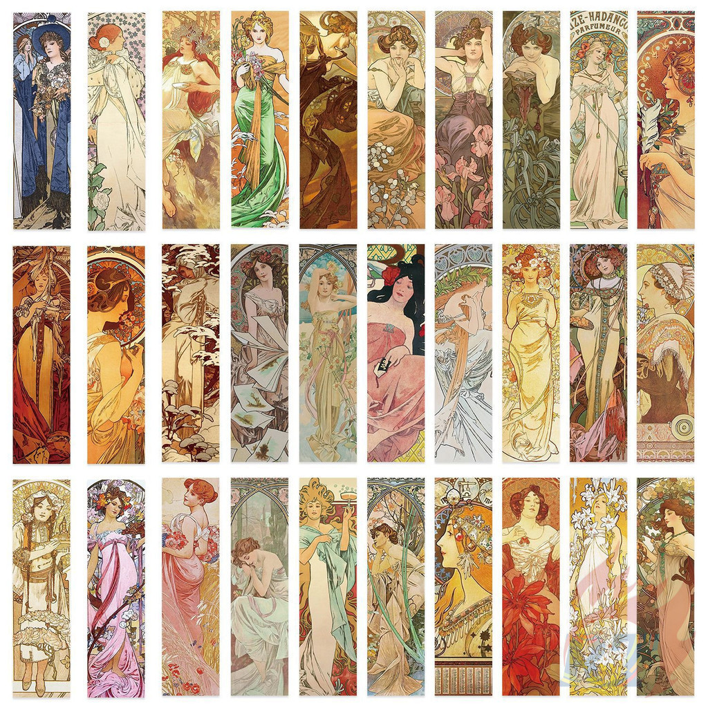 ❤ 30ชิ้น/เซ็ต มucha Art . ที่คั่นหนังสือสาวงามย้อนยุค ❤ หนังสือแฟชั่น เครื่องหมาย ของ หน้า เครื่องเขียน อุปกรณ์การเรียน สํานักงาน