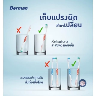 ถูกและดีมีจริง💟 Berman แปรงสีฟันเบอร์แมน แพ็ค3 แปรงสีฟัน ขนนุ่ม นุ่มปานกลาง นุ่มพิเศษ