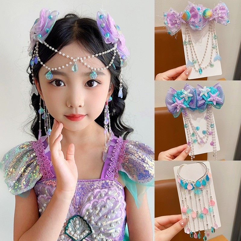 เด ็ ก Hairpin แฟชั ่ นน ่ ารัก Headdress โบว ์ Hairpin สาว Mermaid หน ้ าผากโซ ่